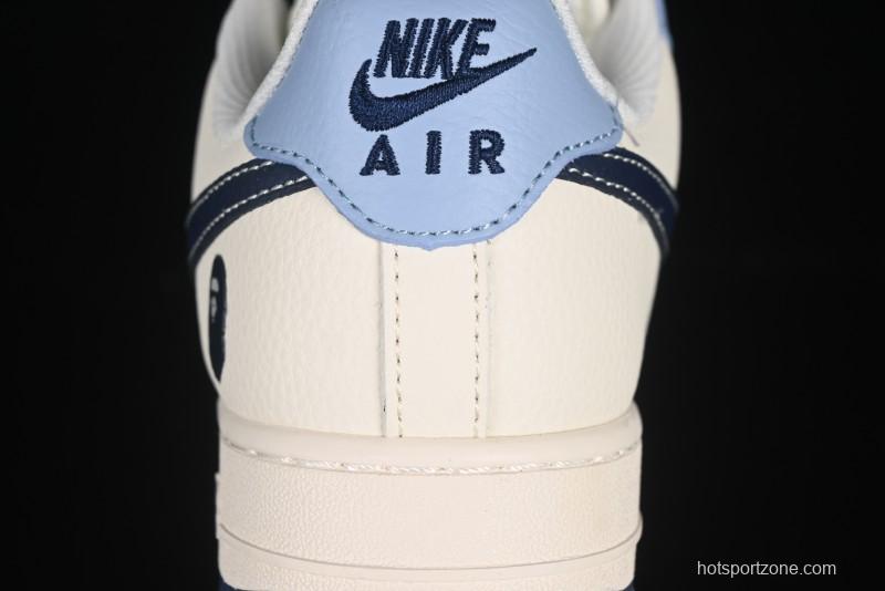 Nike Air Force 1 '07 Low Bape Collaboration Light Blue Swoosh Casual Sneakers - XS1958-554