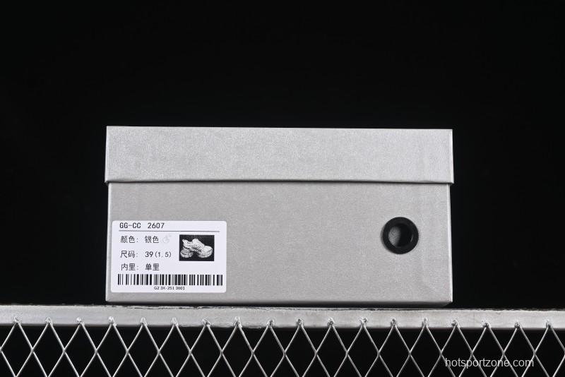 GG-CC Chunky Low Casual Fashion Sneakers with Thick Sole and Height Increasing Design - 2607 Silver