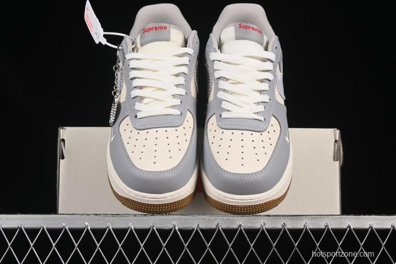 Nike Air Force 1 '07 Low Supreme Collaboration Light Grey Gum Casual Sneakers - KK1988-075