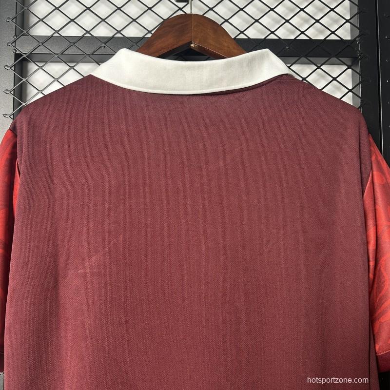 2025 Portugal National Team Burgundy with Floral Pattern Jersey