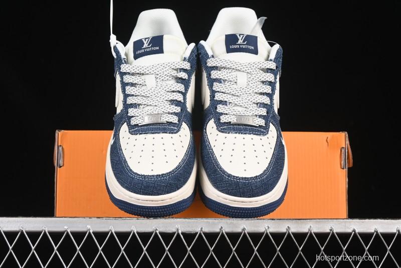 Nike Air Force 1'07 Low LV Collaboration Dark Blue Checkerboard Casual Sneakers - XS1958-551