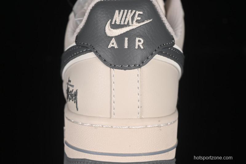 Nike Air Force 1 '07 Low Stussy Collaboration Pig Grey Swoosh Grey Sole Casual Sneakers - XX3168-126