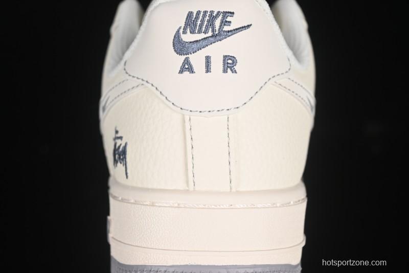 Nike Air Force 1 '07 Low Stussy Collaboration Beige Mini Swoosh Casual Sneakers - HH7518-064