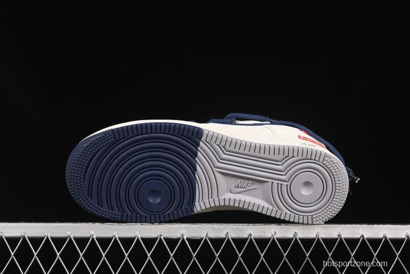 Nike Air Force 1 '07 Low Supreme Collaboration Two-Tone Blue Grey Lace-Up Casual Sneakers - DM6868-068