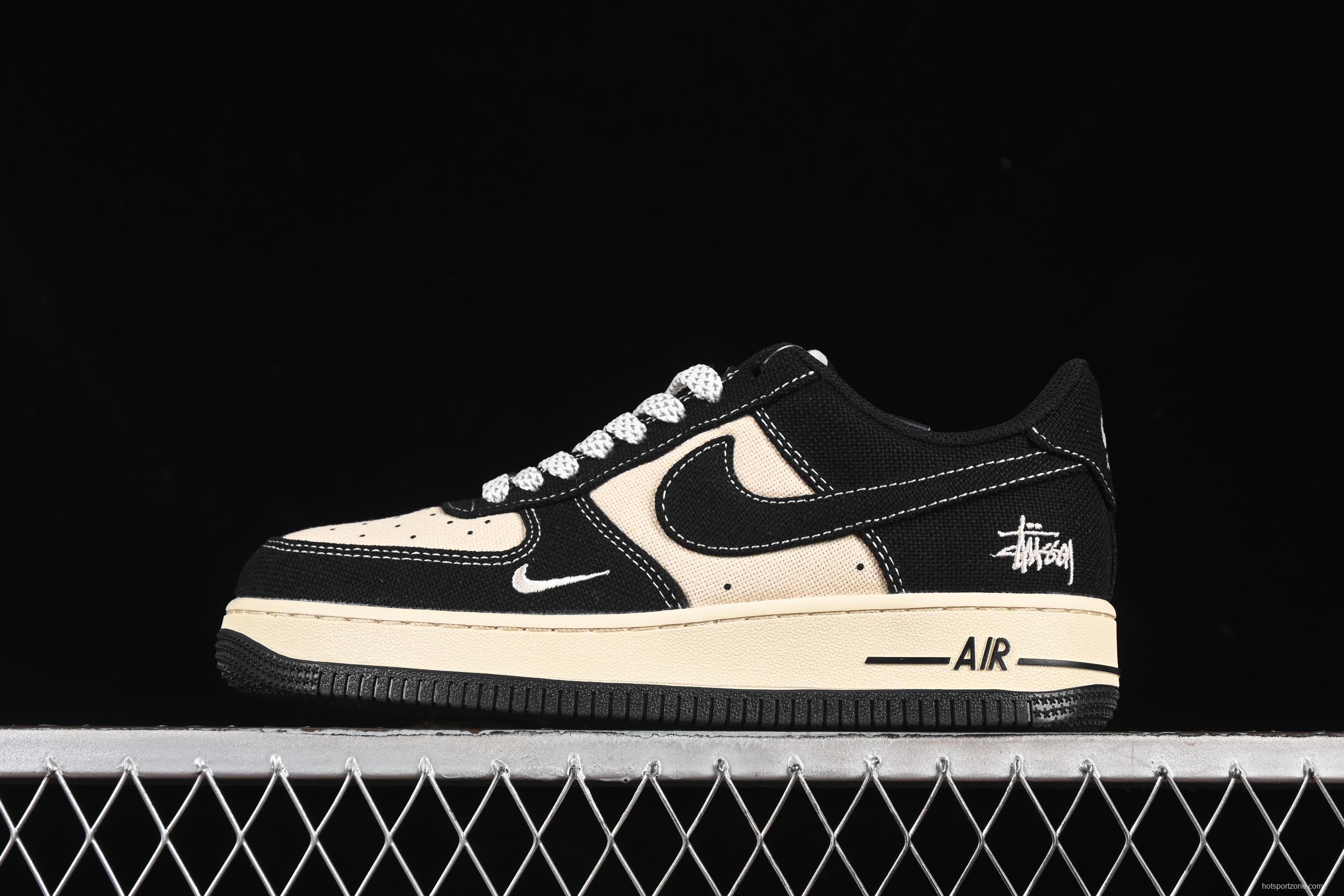 Nike Air Force 1 '07 Low Stussy Collaboration Beige Black Hemp Low-Top Casual Sneakers - XX3168-156