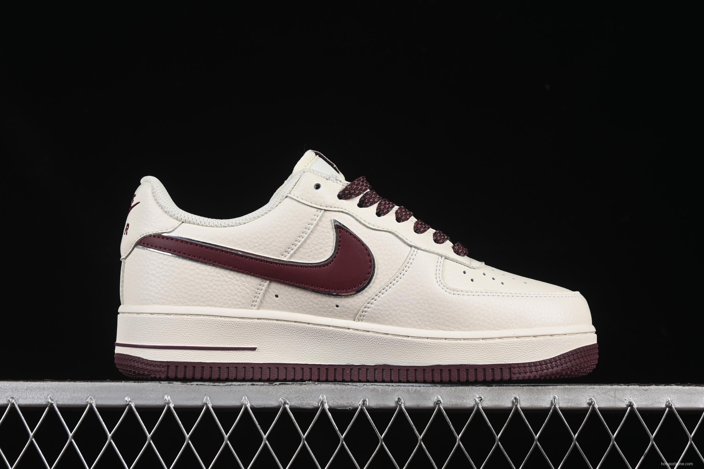 Nike Air Force 1'07 Low "Dream" Casual Sneakers with White Wine Red Swoosh - DR2024-105