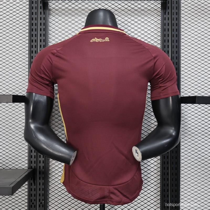 Player Version 2025 Algeria Burgundy with Gold Ornamental Pattern Jersey