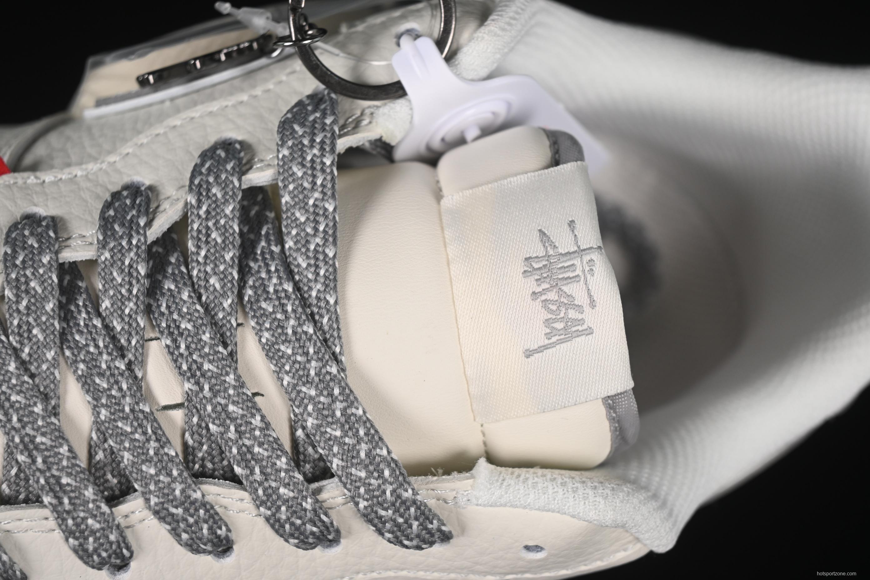 Nike Air Force 1'07 Low Stussy Collaboration Grey Swoosh Grey Base Red Label Casual Sneakers - CS5288-008