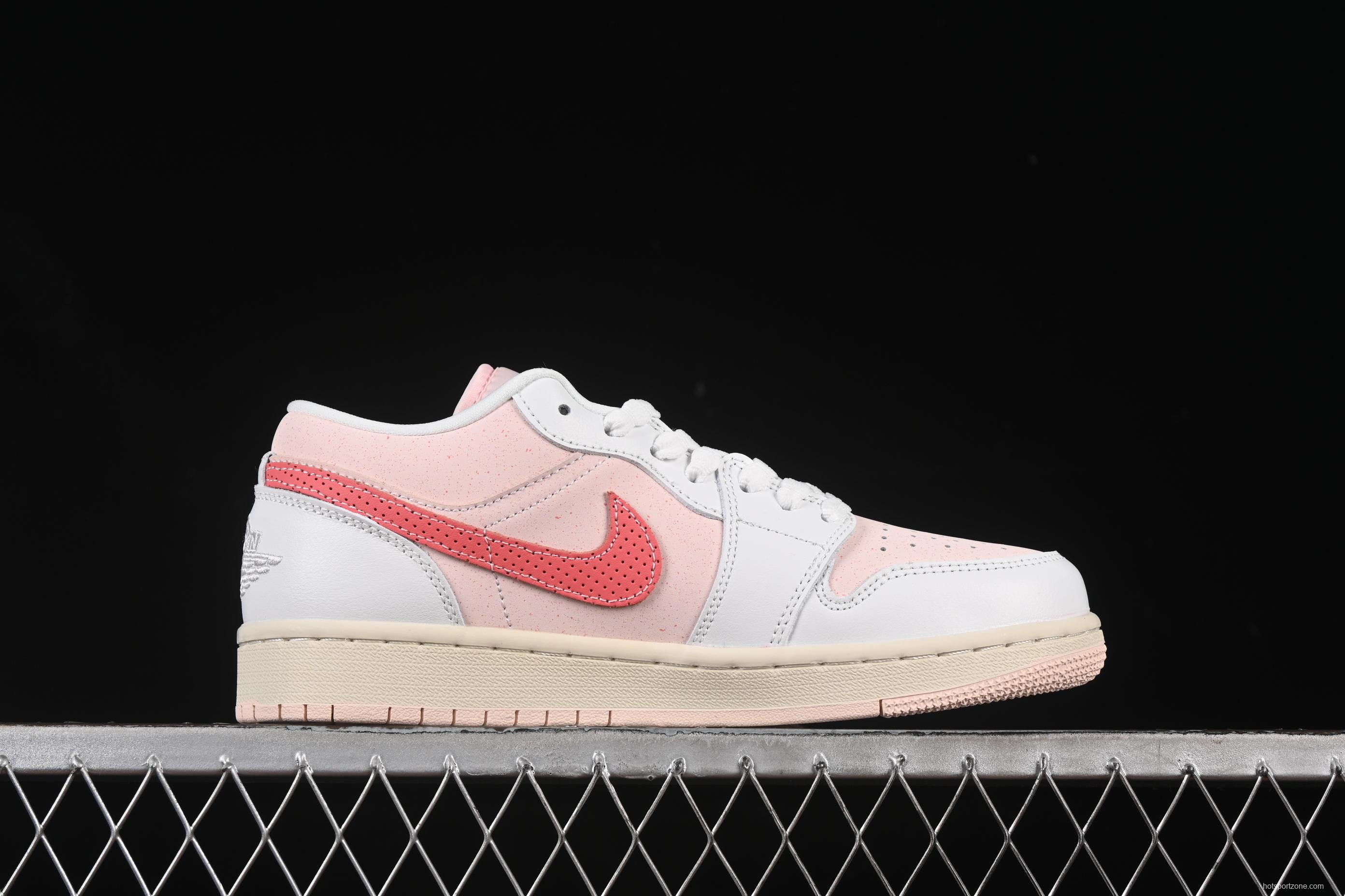 Nike Air Jordan 1 Low AJ1 White Pink Low-Top Casual Lifestyle Sneakers - IB8156-133