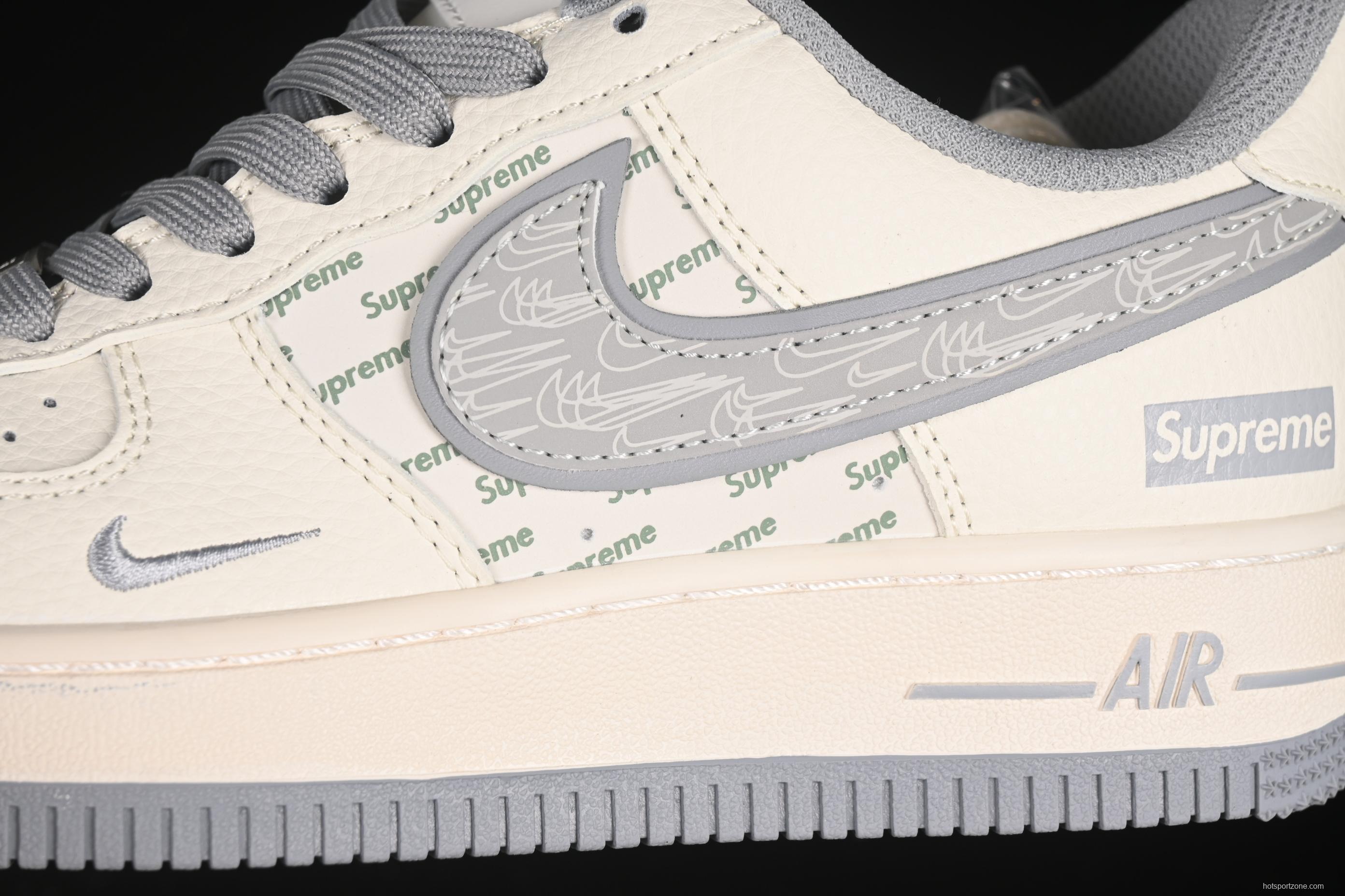 Nike Air Force 1 '07 Low Supreme Collaboration Beige Multi-Swoosh Casual Sneakers - XX3168-147