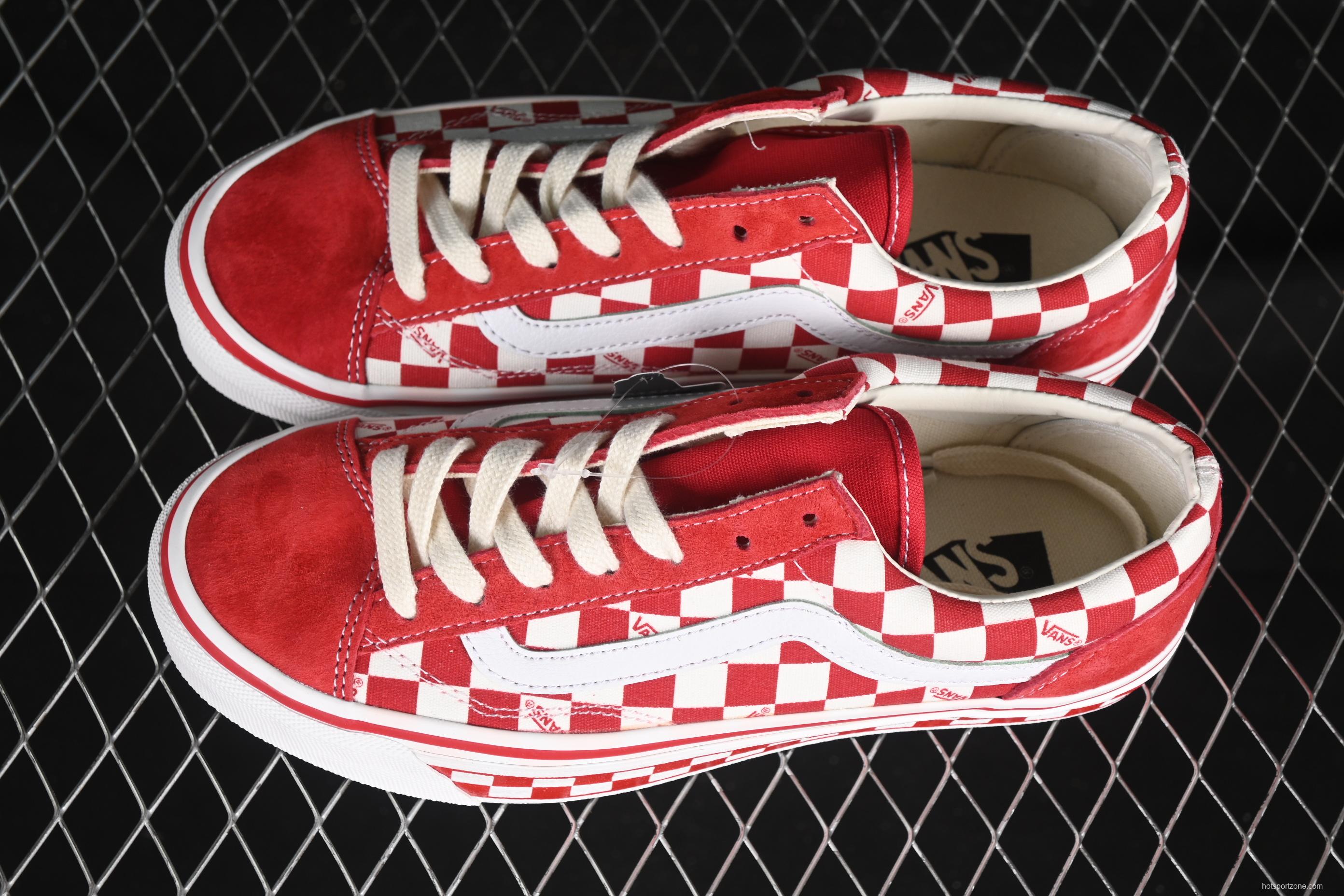 Vans Old Skool 36 LX-BMX Classic Skate Shoes in White Red Checkerboard - VN000D57ERM