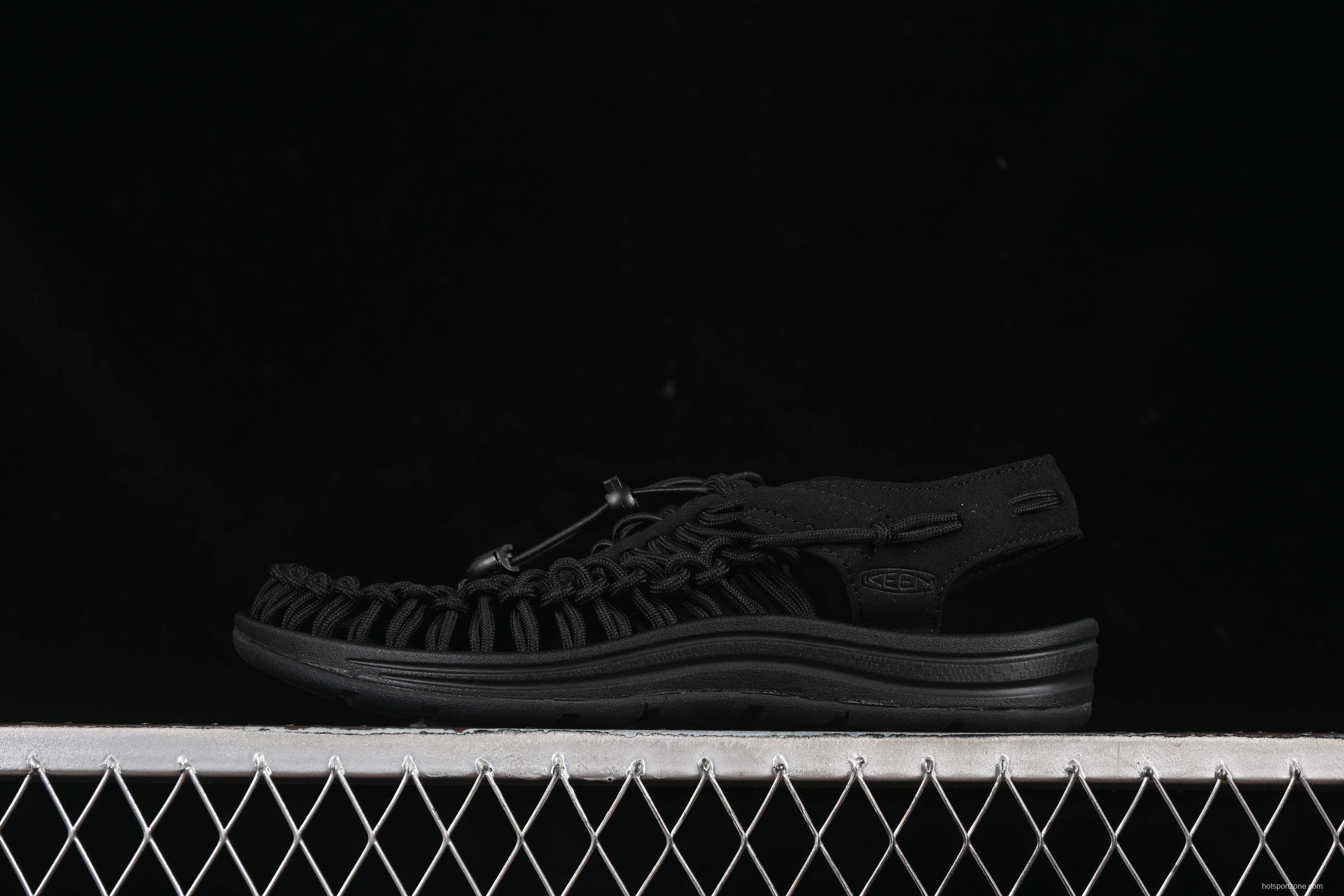 Keen Uneek Flat-M Woven Elastic Strap Casual Outdoor Water Sandals - 1014097 BLACK