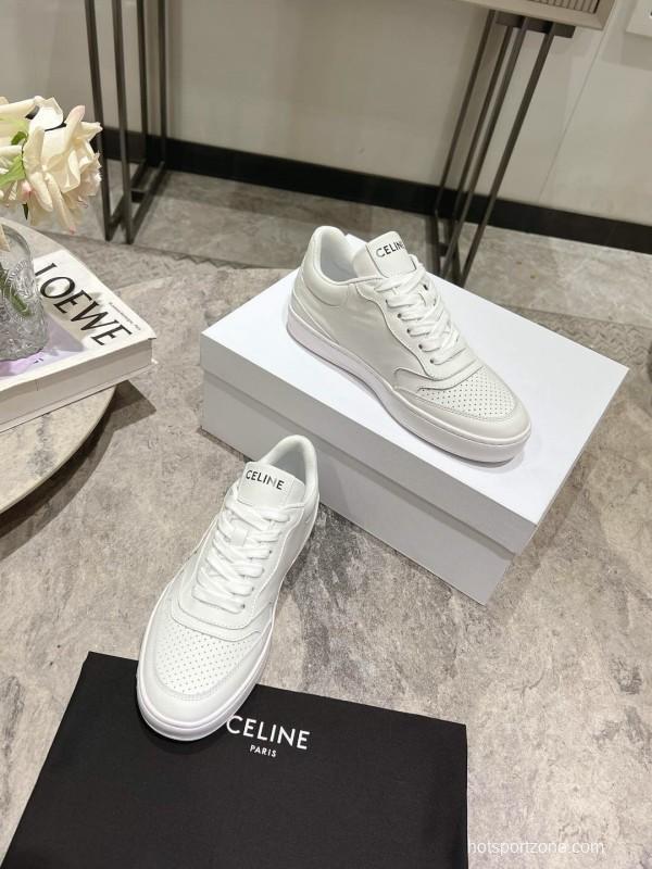 2025 Women Celine White Leather Casual Sneakers