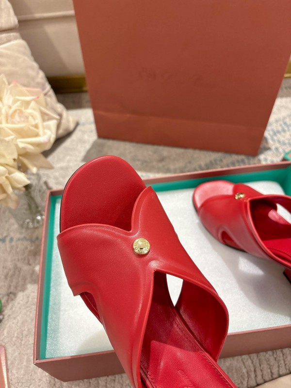 2025 Women Le Parmentier Red Leather Slippers LY00300