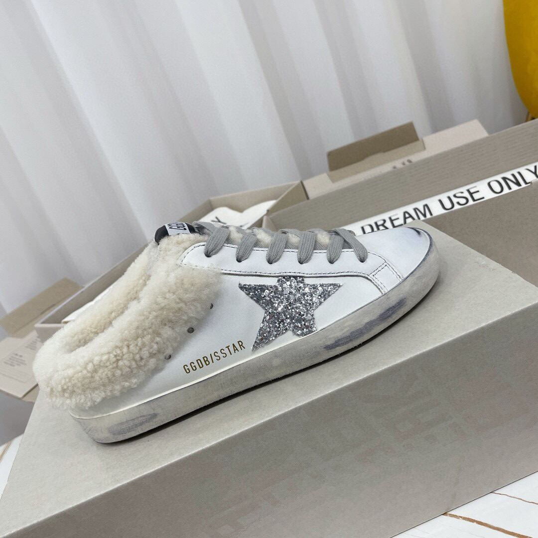 2024 Slippers GGDB White Grey Shearling Slippers MJ00280