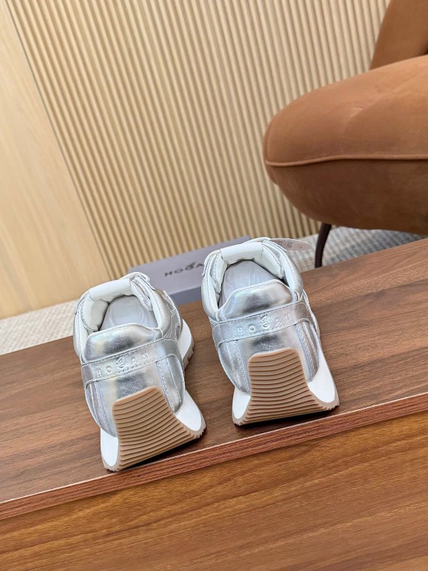 2025 Unisex HOGAN Silver Leather Sneakers