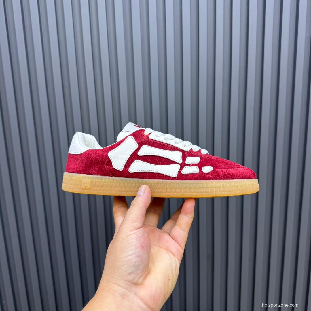 2025 Unisex Amiri Red White Suede Leather Sneakers Skeleton Pattern LY00280