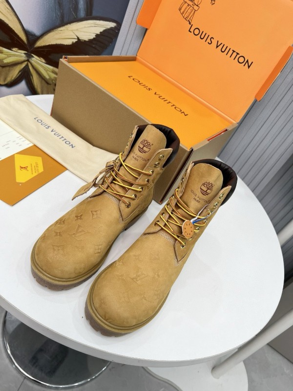 2024 Unisex Louis Vuitton Brown Nubuck Leather Ankle Boots Monogram MJ00450