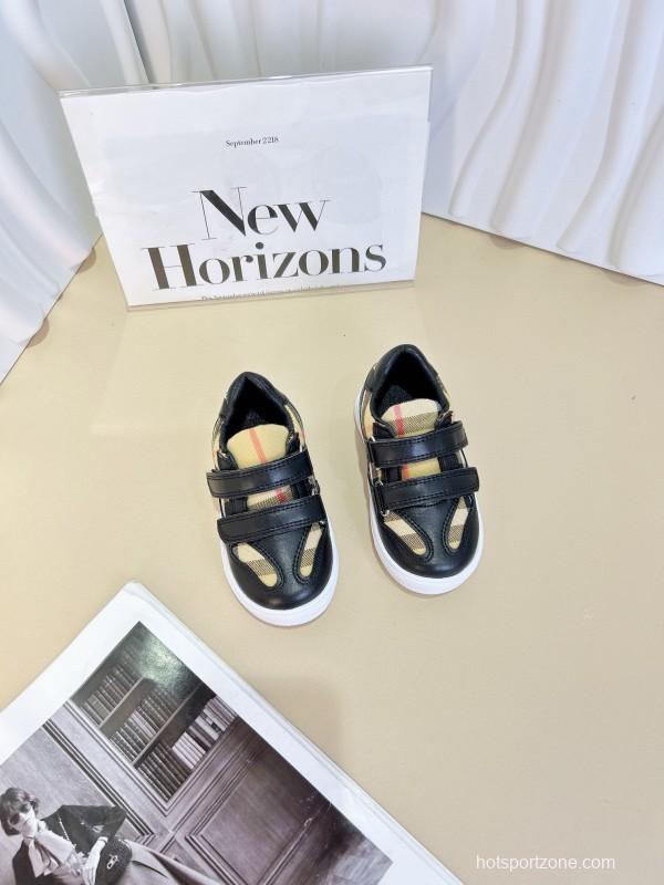 2024 Kids B White Black Canvas Leather Shoes