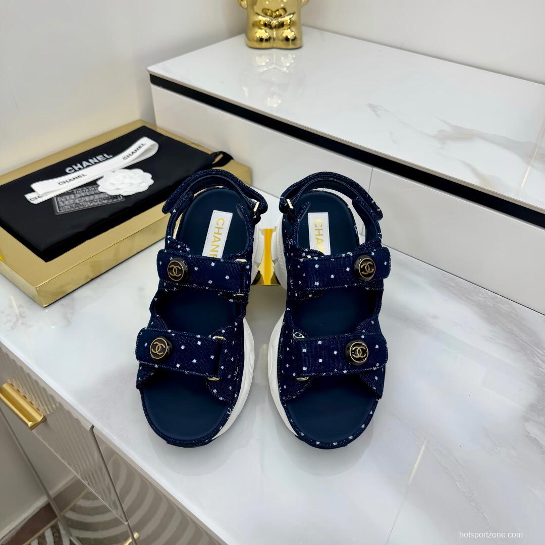 2025 Women Chanel Navy Denim Sandal Sneakers LY00330
