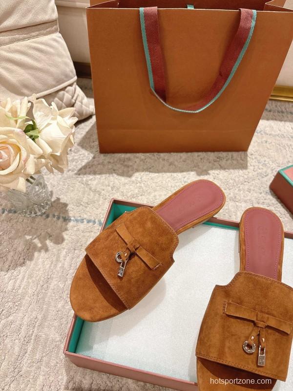 2025 LP Brown Suede Slippers
