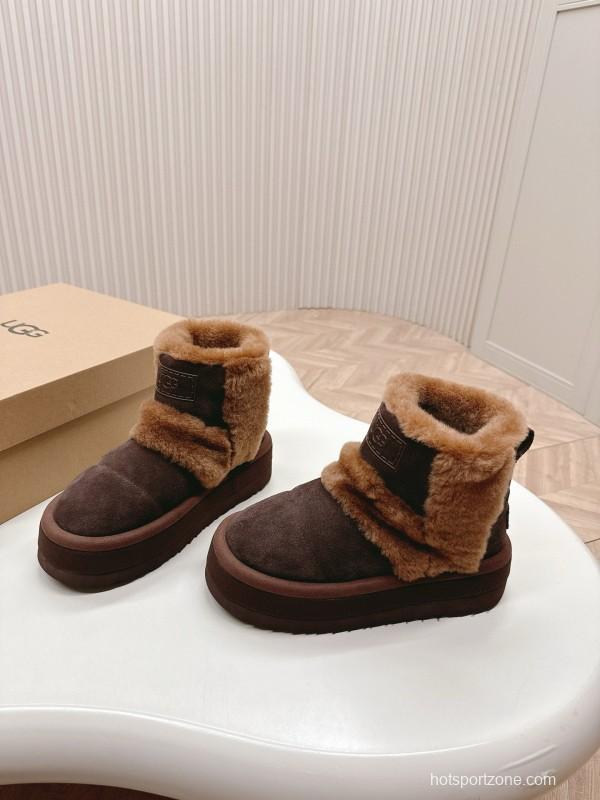2024 Women UGG Brown Sheepskin Snow Boots MJ00320