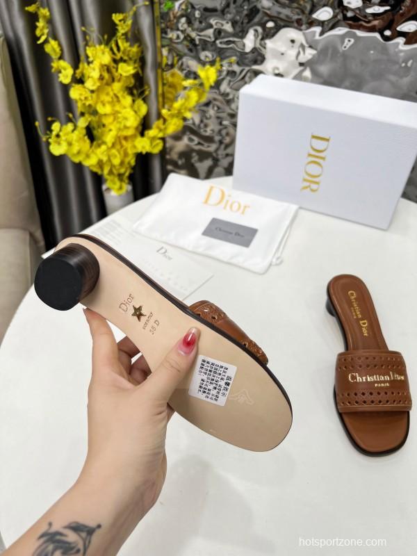 2025 Women Dior Brown Leather Sandals LY00210