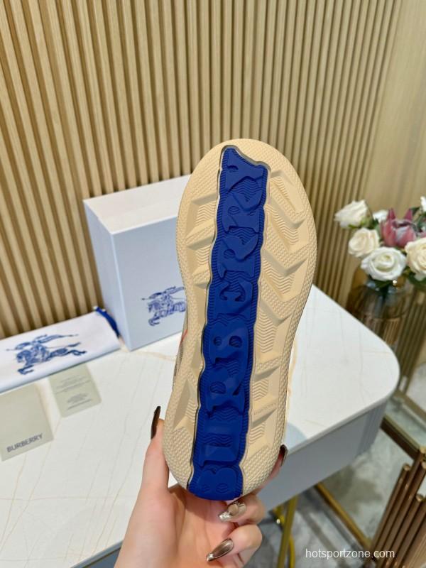 2024 Unisex Burberry Beige Black Red Cotton TPU Sneakers MJ00320