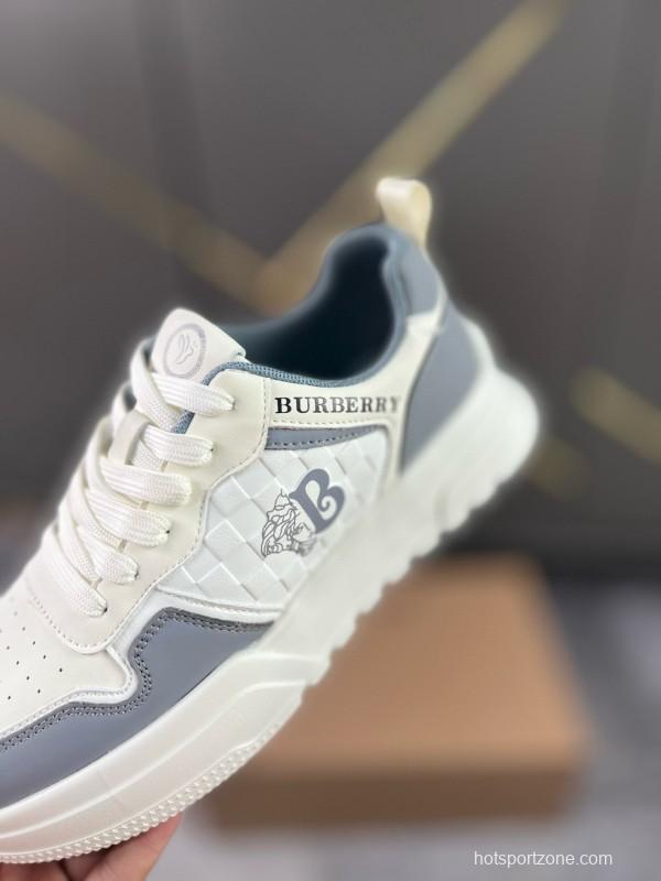 2024 Unisex Burberry White Grey Leather Casual Shoes MJ00251