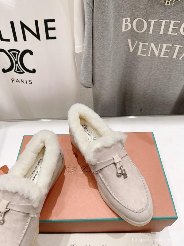 2024 Women LP white suede shearling loafers MJ00300F