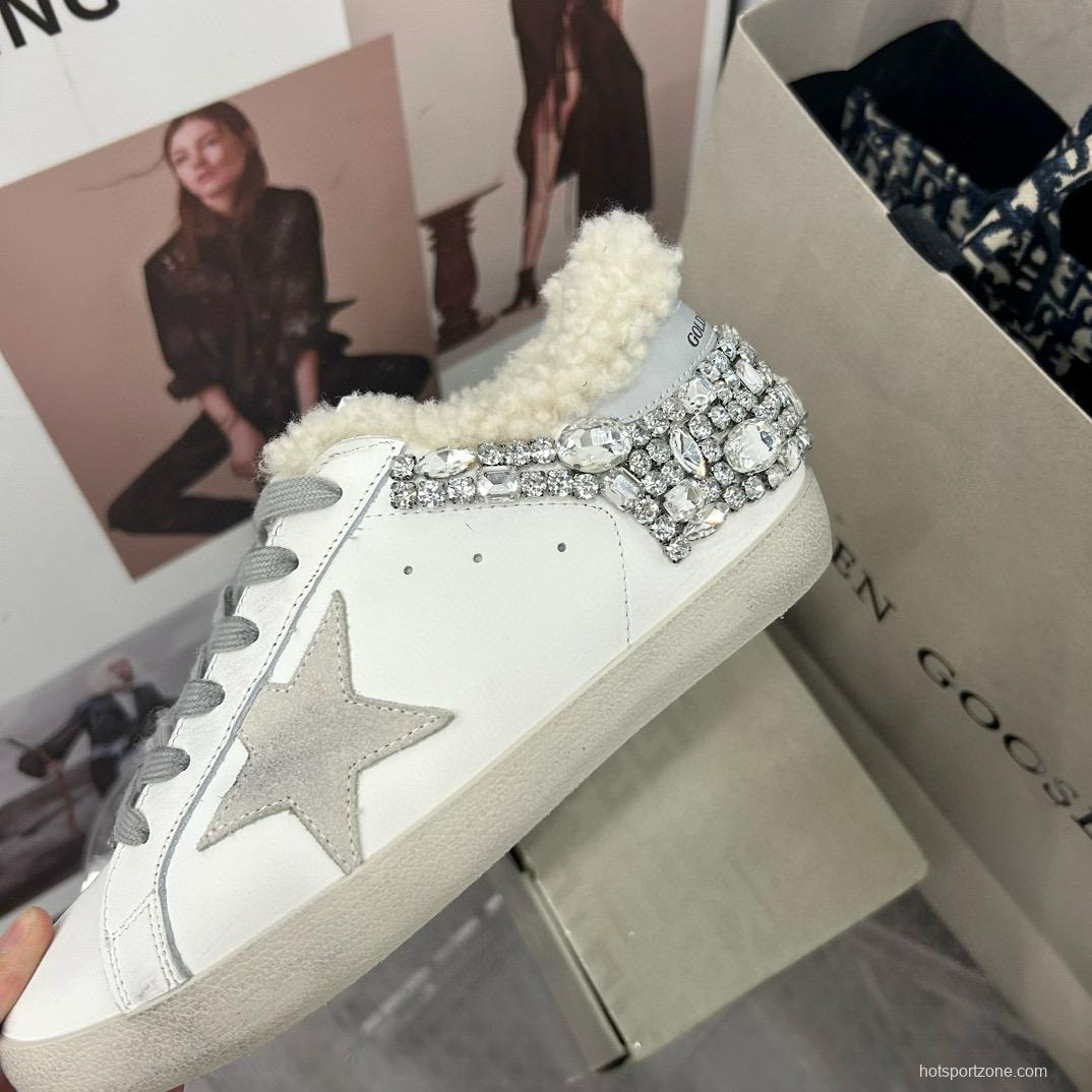 2025 Women GGDB White Grey Leather Shearling Sneakers MJ00260