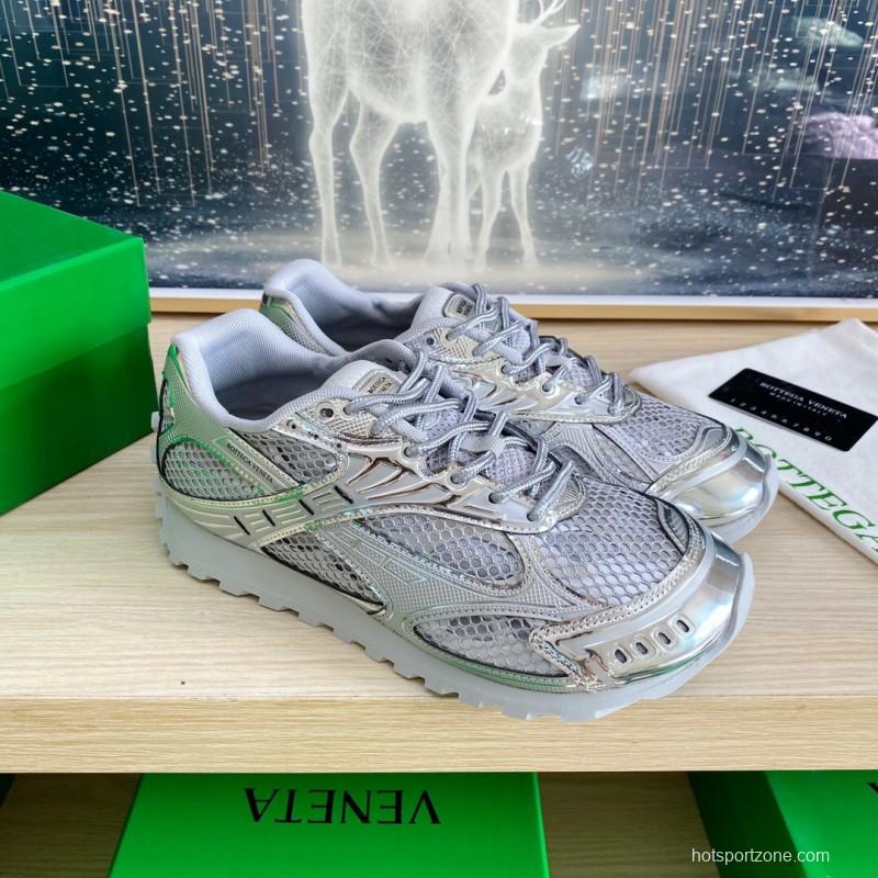2025 Unisex Bottega Veneta Silver Grey Mesh TPU Runner Sneakers LY00310