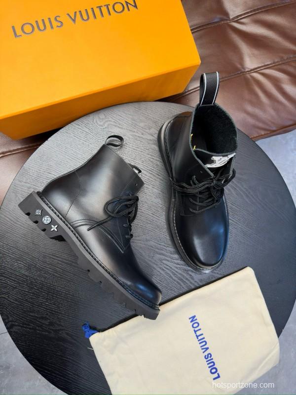 2024 Men Louis Vuitton Black Calf Leather Casual High Top MJ00440