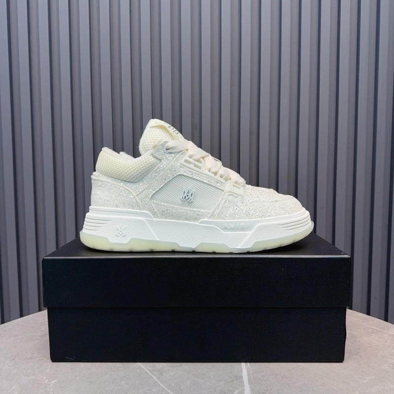 2024 Unisex Amiri White Mesh Leather Sneakers MJ00360
