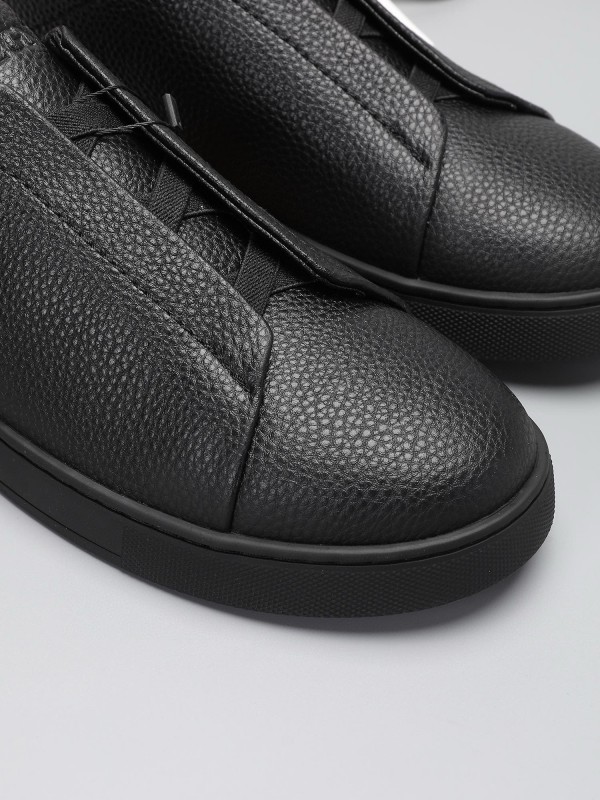 2024 Men Ermenegildo Zegna Black Leather Sneakers MJ00240