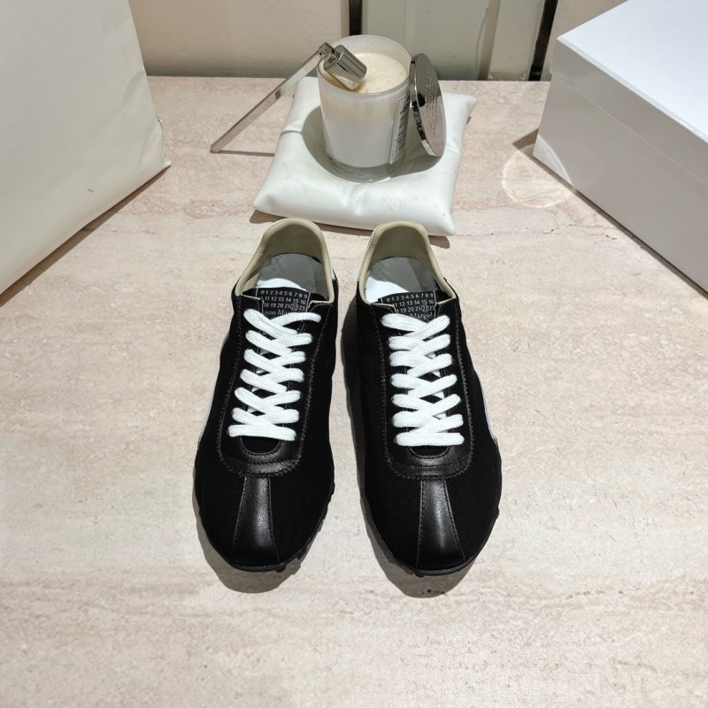 2025 Unisex MM6 Maison Margiela Black White Leather Canvas Sneakers