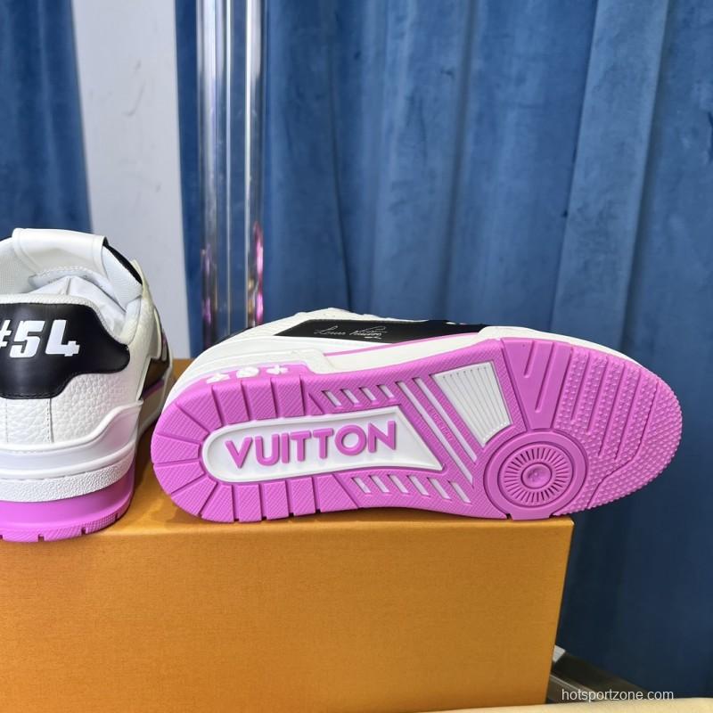 2025 Unisex Louis Vuitton White Black Pink Leather Fabric Trainer
