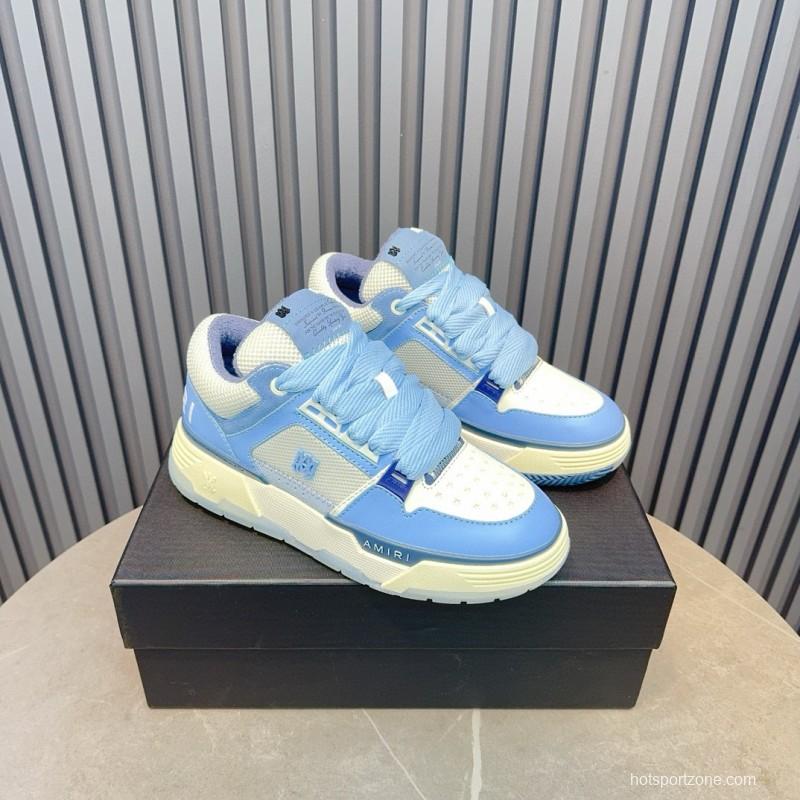 2024 Unisex Amiri Blue White Mesh Leather Sneakers MJ00360