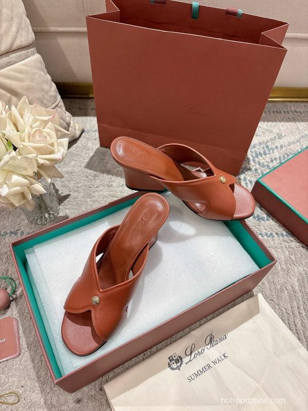 2025 Women Le Parmentier Brown Leather Sandals LY00300