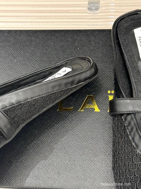 2025 Slippers YSL Black Mesh Leather