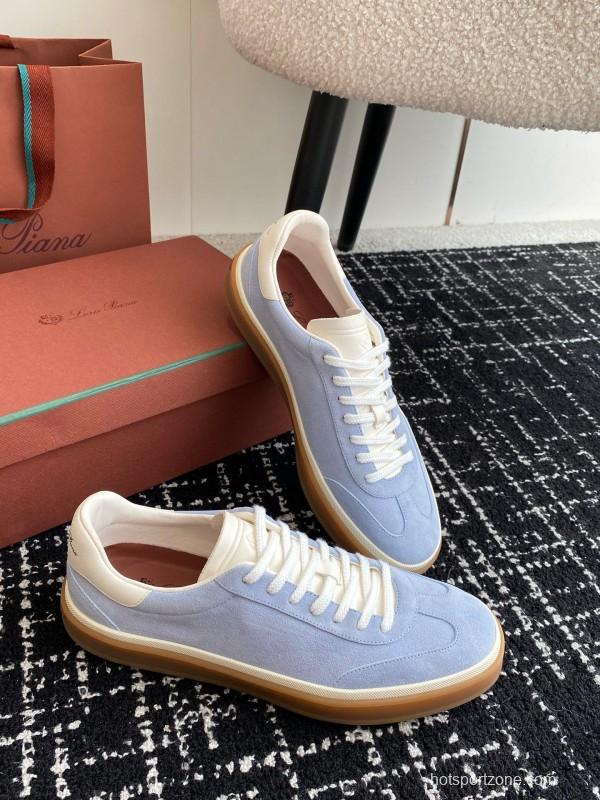 2024 Unisex Loro Piana Light Blue White Custom Leather Sneakers MJ00320
