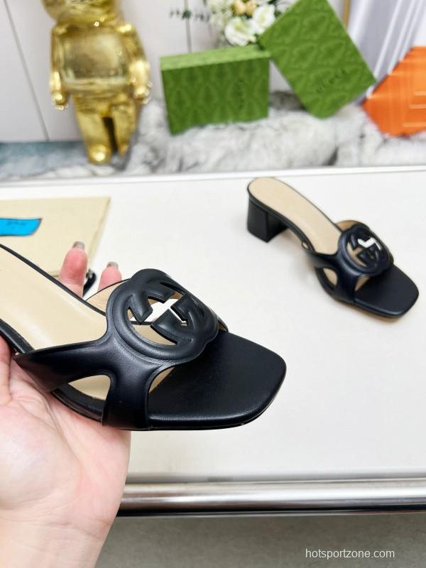 2025 Gucci Black Leather Slippers