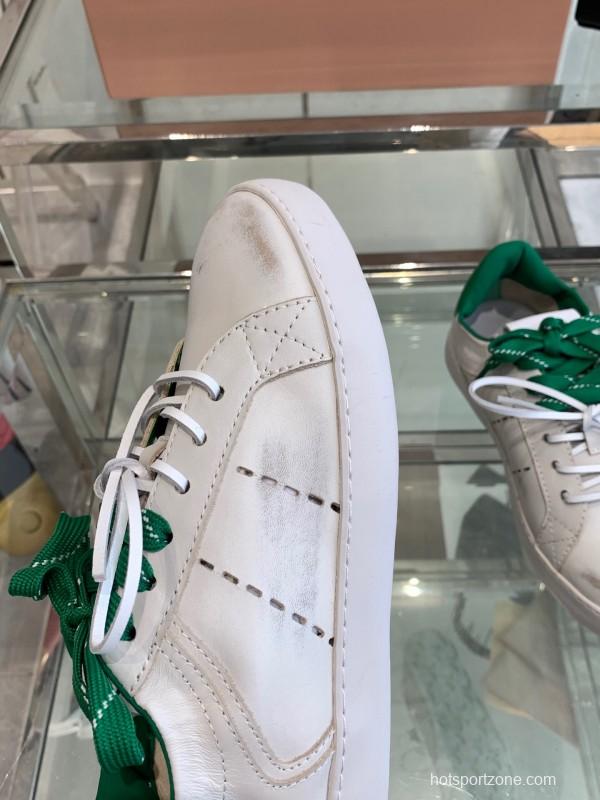 2025 Women Miu Miu White Green Leather Sneakers LY00290