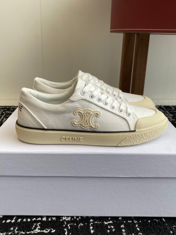 2025 Women Celine White Canvas Sneakers KFY00285