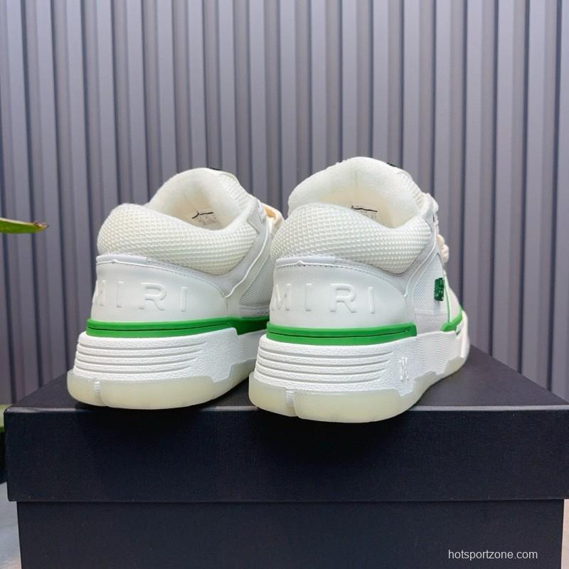 2024 Unisex Amiri White Green Leather Mesh Sneakers MJ00360