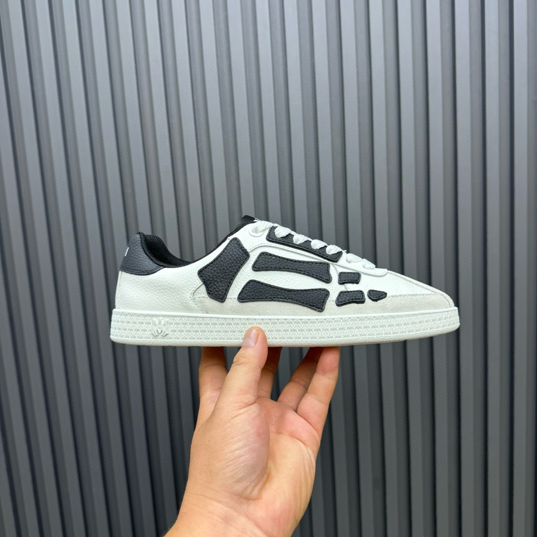 2024 Unisex Amiri White Black Leather Sneakers MJ00300