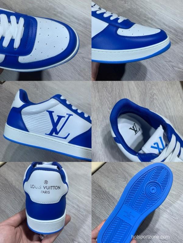 2024 Men Louis Vuitton Blue White Leather Sneakers MJ00380
