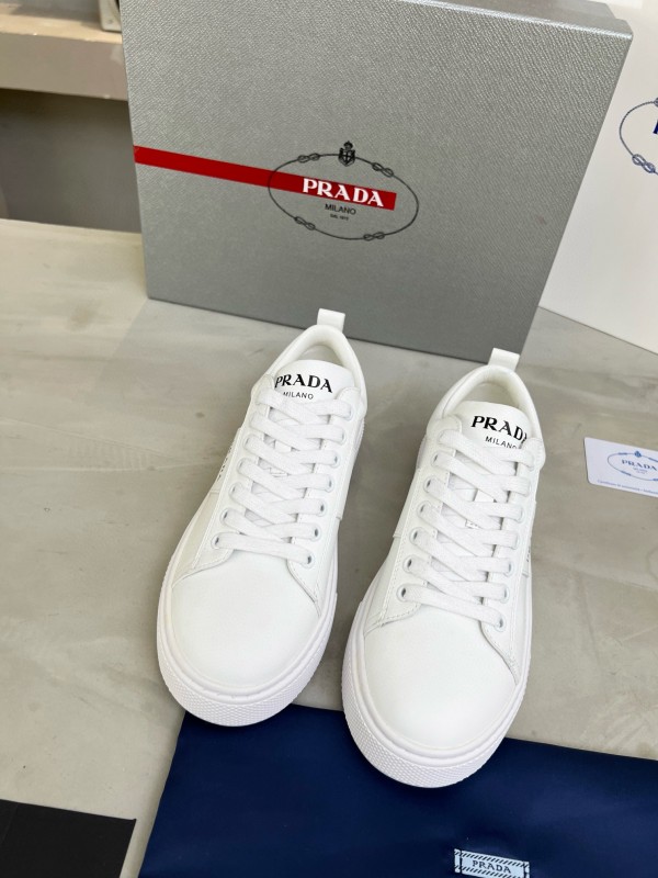 2024 Unisex Prada White Leather Sneakers MJ00310
