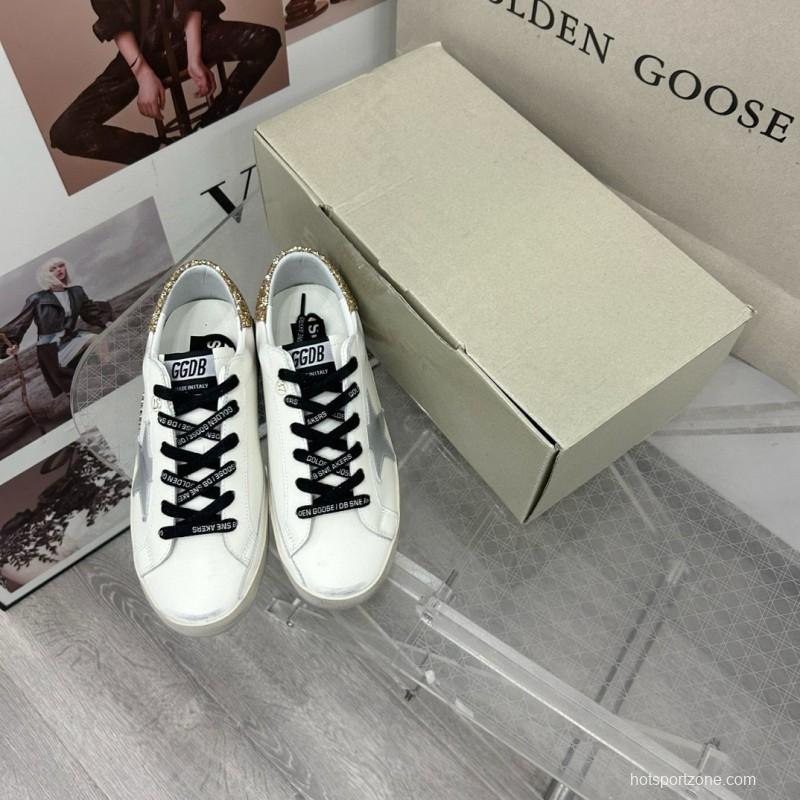 2025 Women GGDB White Silver Gold Leather Glitter Sneakers