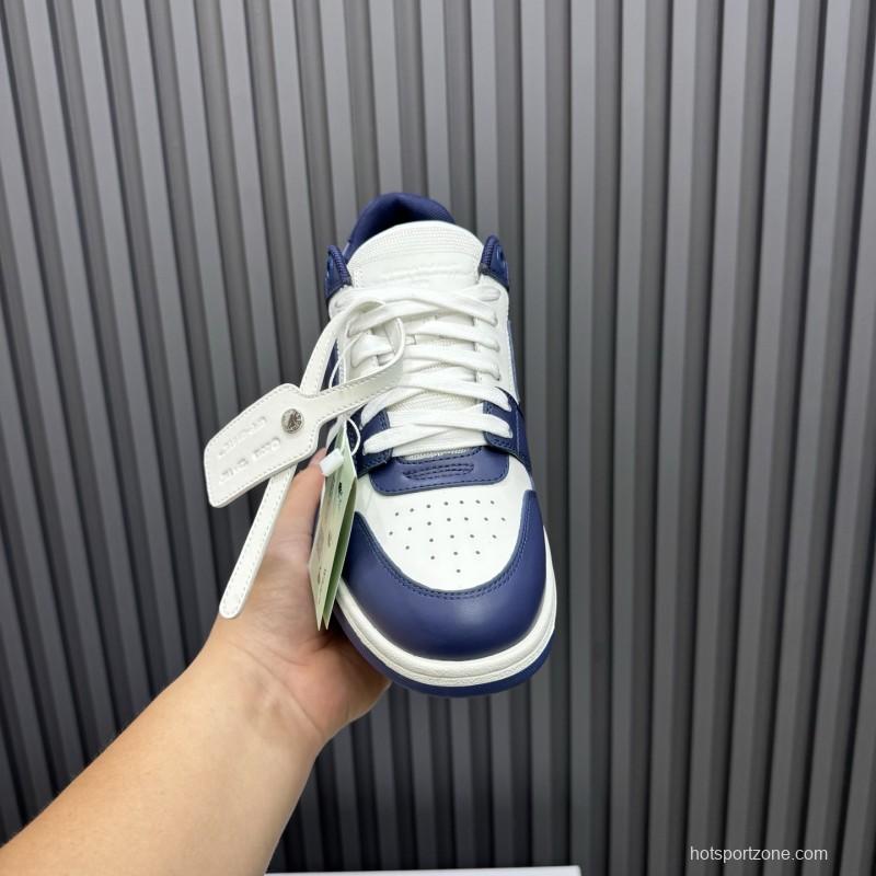 2025 Unisex Off-White Navy White Leather Sneakers MJ00320